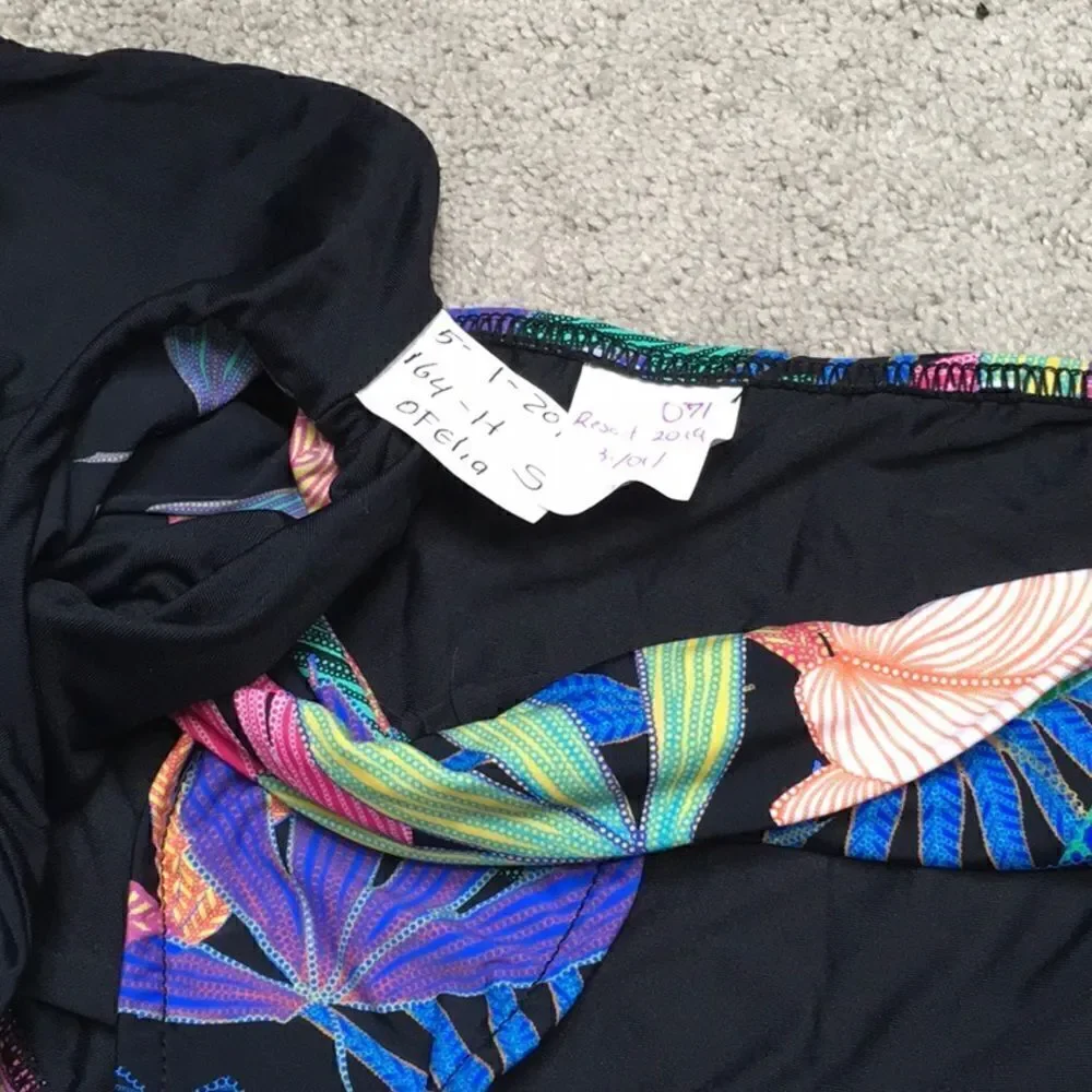 New. PILYQ multicolored palm leaf bikini.
